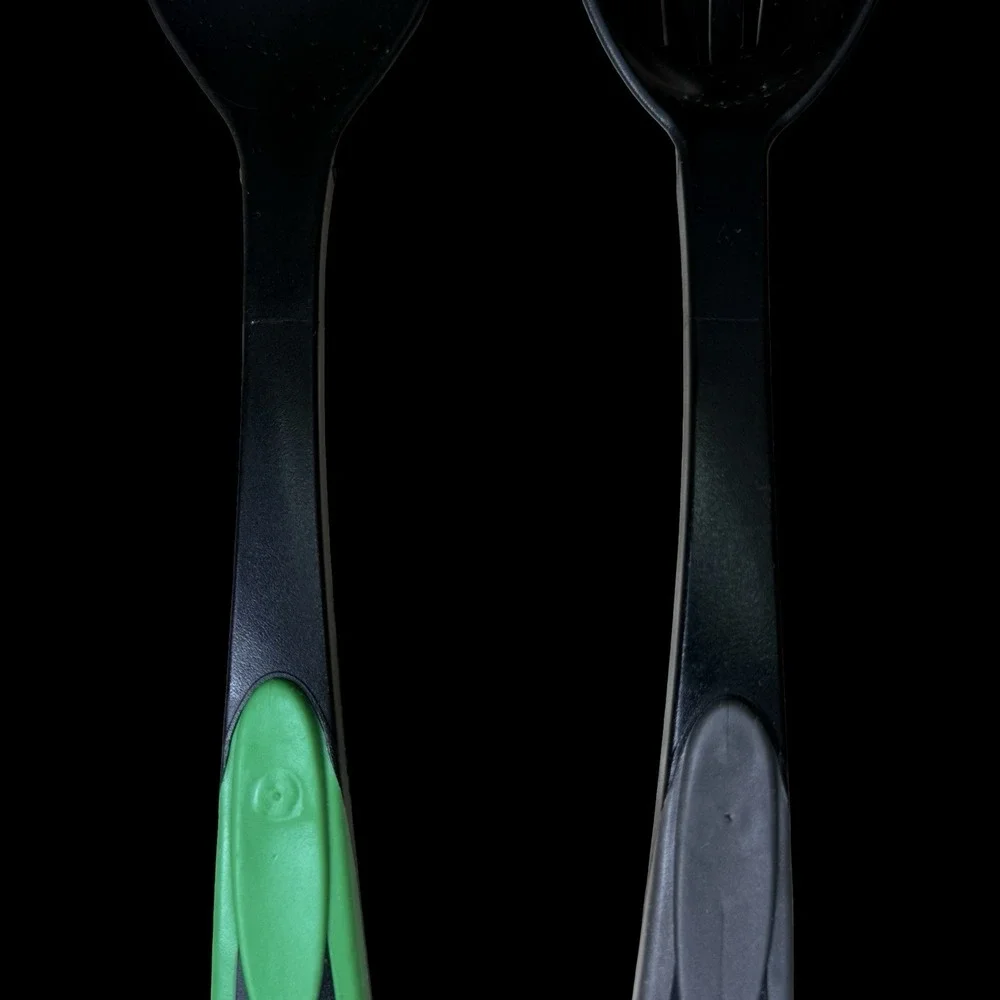 Tailor Made Serving Spoon and Slotted Spoon USA - Green and Gray - Lot of 2